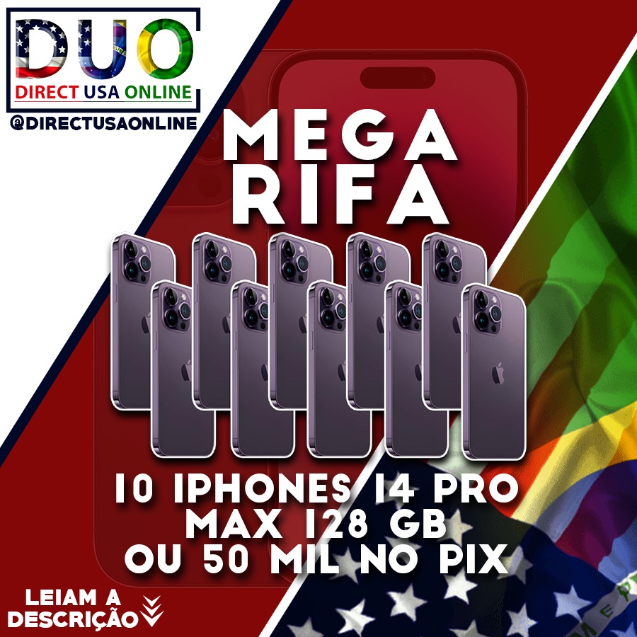 10 iPhones 14 Pro Max 128GB ou R$50.000 na conta