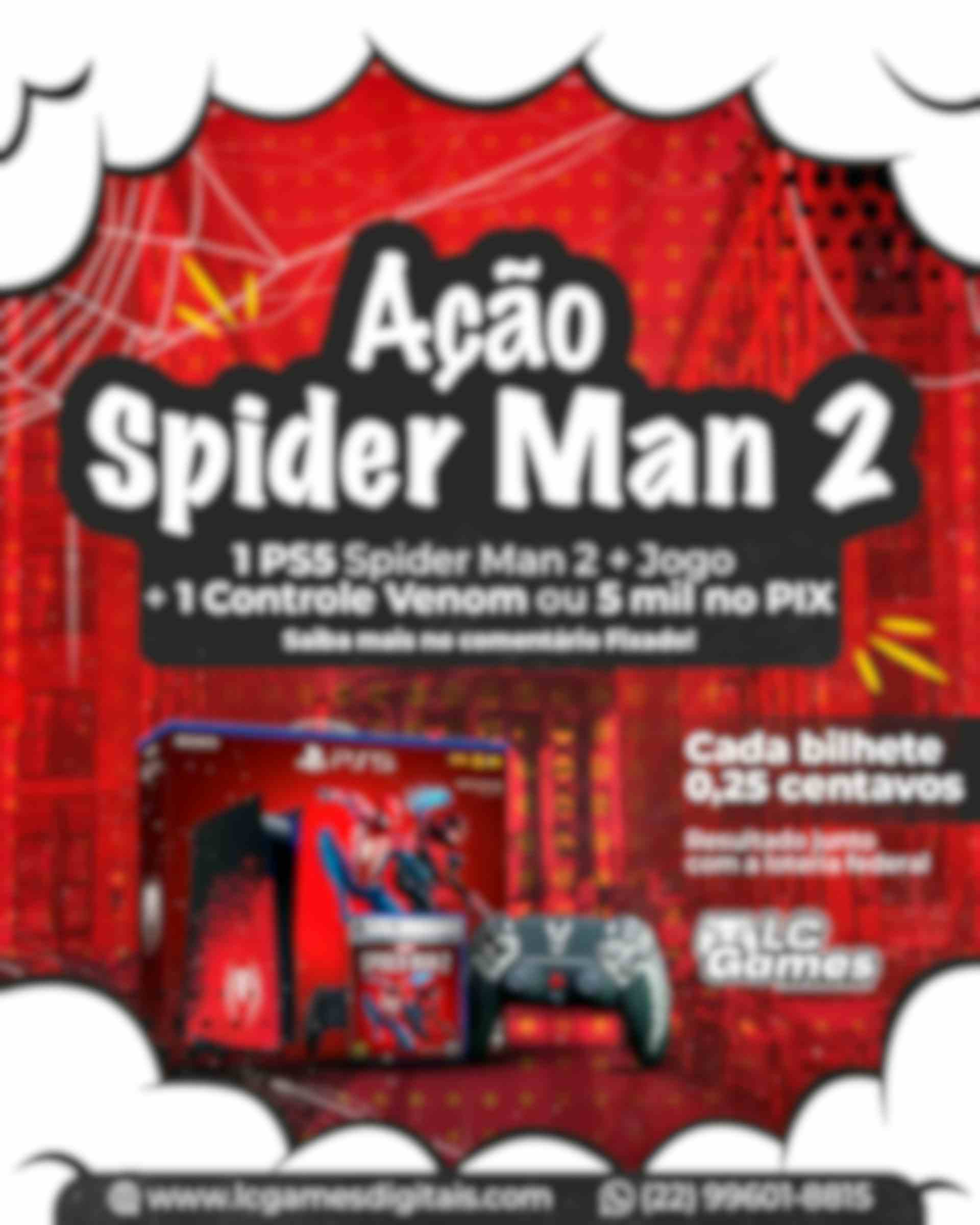 AÇÃO SPIDER MAN - PS5 SPIDER MAN 2 + CONTROLE VENON + JOGO SPIDER MAN 2 ou 5 MIL NO PIX