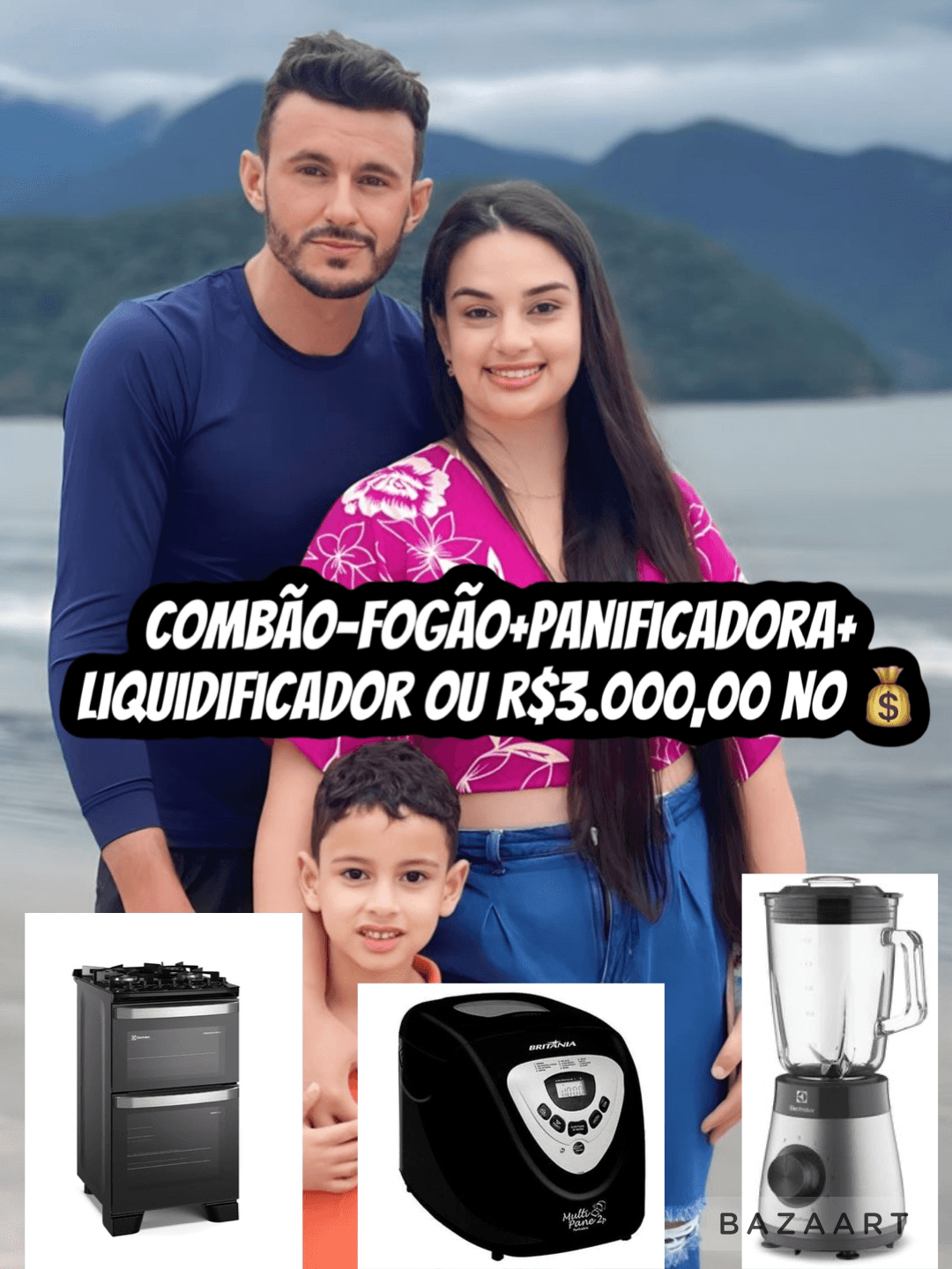 COMBÃO-Fogão+Panificadora+Liquidificador ou R$3.000,00 no 💰
