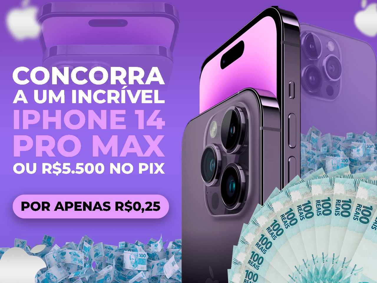 Sorteio IPhone 14 pro Max ou R$5.500 no PIX