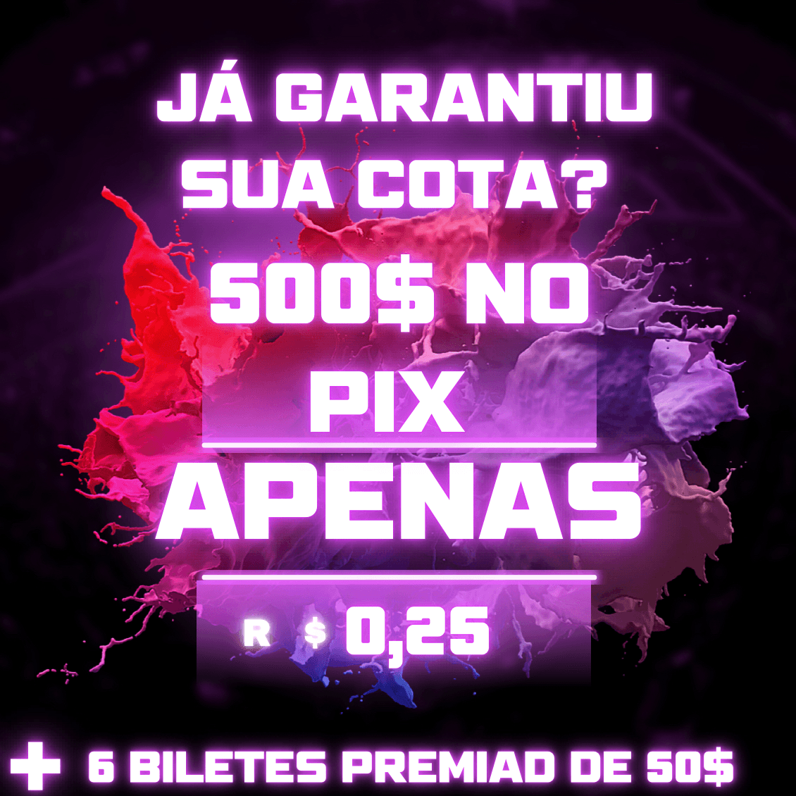 Por apenas R$ 0,25 centavos você vai concorrer a R$ 800,00 em premiação.