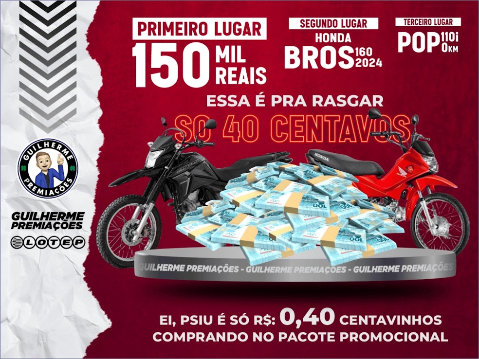 + DE 200 MIL EM PREMIOS Por R$ 0,40 centavos no pacote promocional