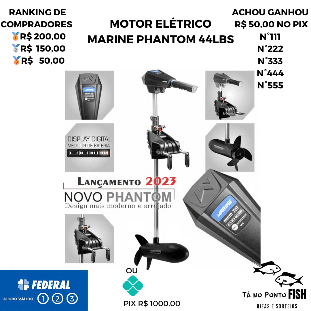 Motor Elétrico Phantom 44 Libras (frete grátis) ou R$ 1.000,00 via PIX