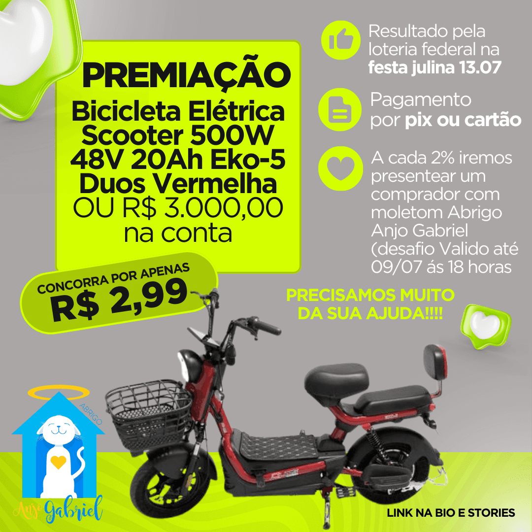 Uma bicicleta elétrica ou R$ 3000,00 na conta