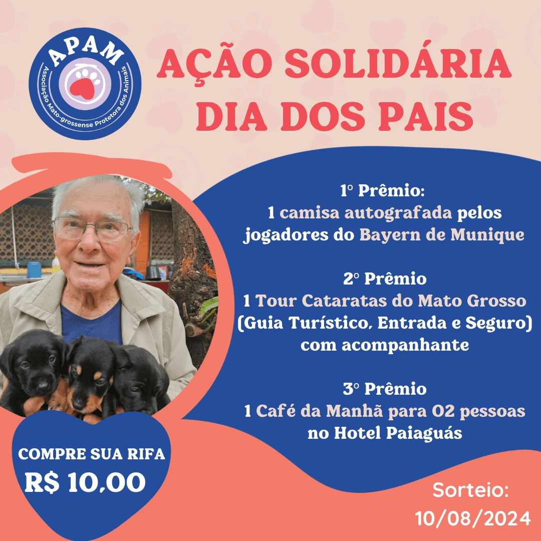 Ação Solidária dos Pais da APAM - Dia 14/08:Lot. Fed.  2º prêmio 597/3º prêmio 842 - Dia 24/08 sorteio  1º Premio