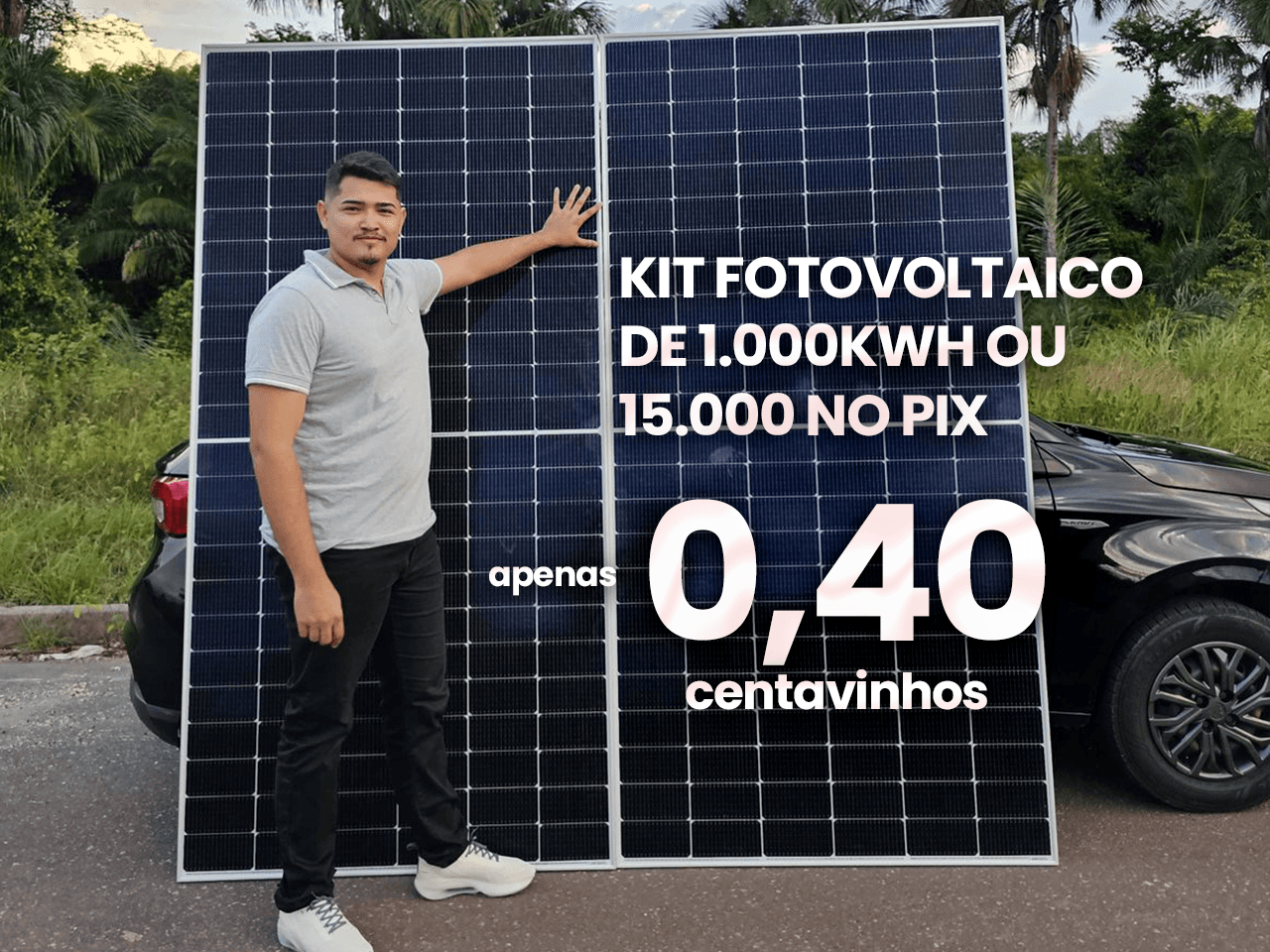 KIT DE ENERGIA SOLAR COM 1000KWH OU 15.000,00 NO PIX