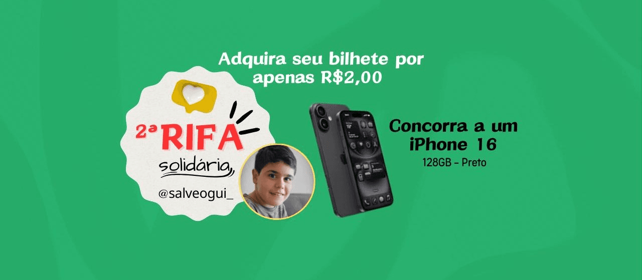 Rifa iPhone 16 - Campanha @salveogui_