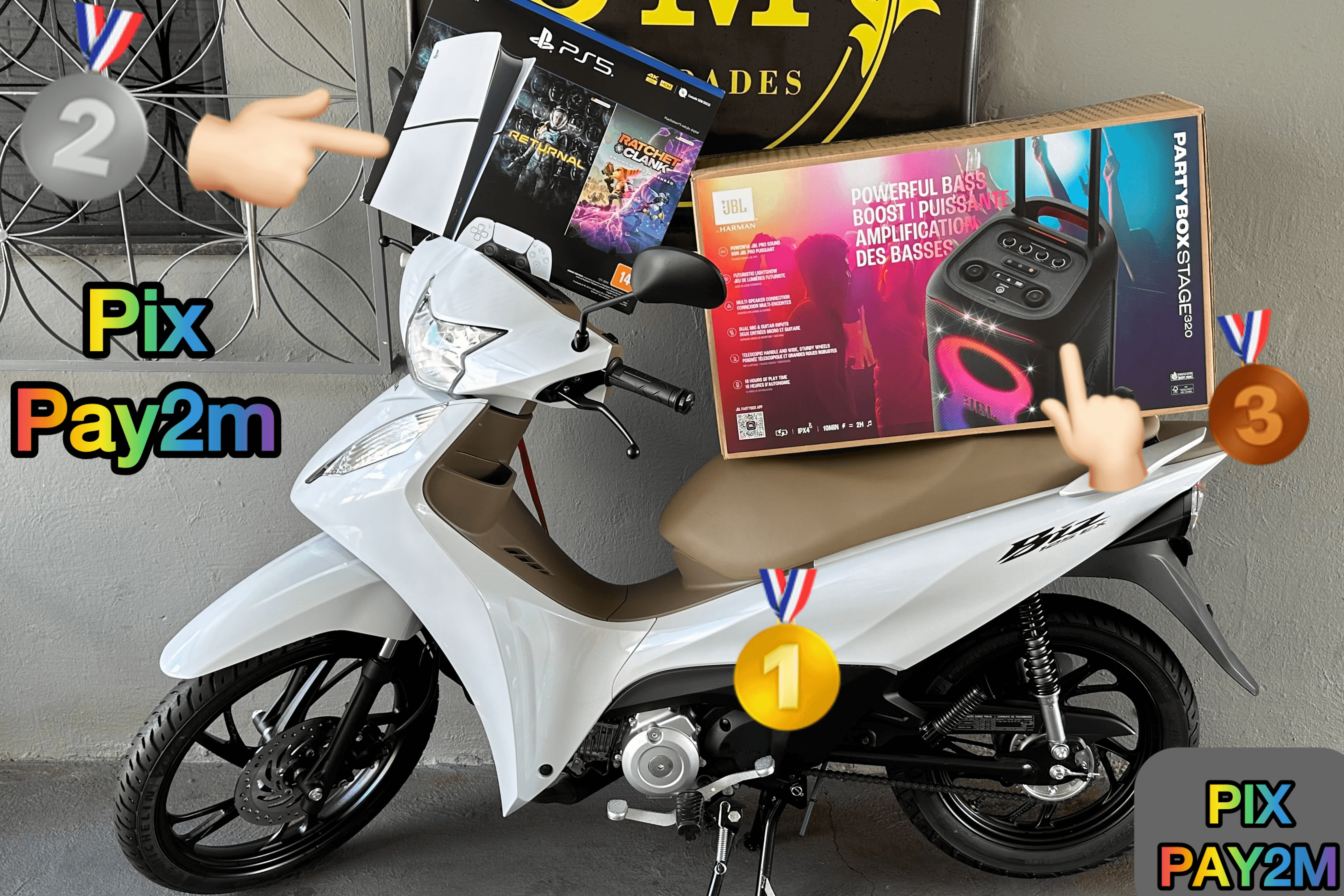 🥇 BIZ 125 2025 0KM 🛵💨 OU 17.000🥈 PLAYSTATION 5 OU 3.000 🥉 JBL PARTYBOX 320 OU 2.500 🔥OFERTA R$0,01🔥15/01/2025