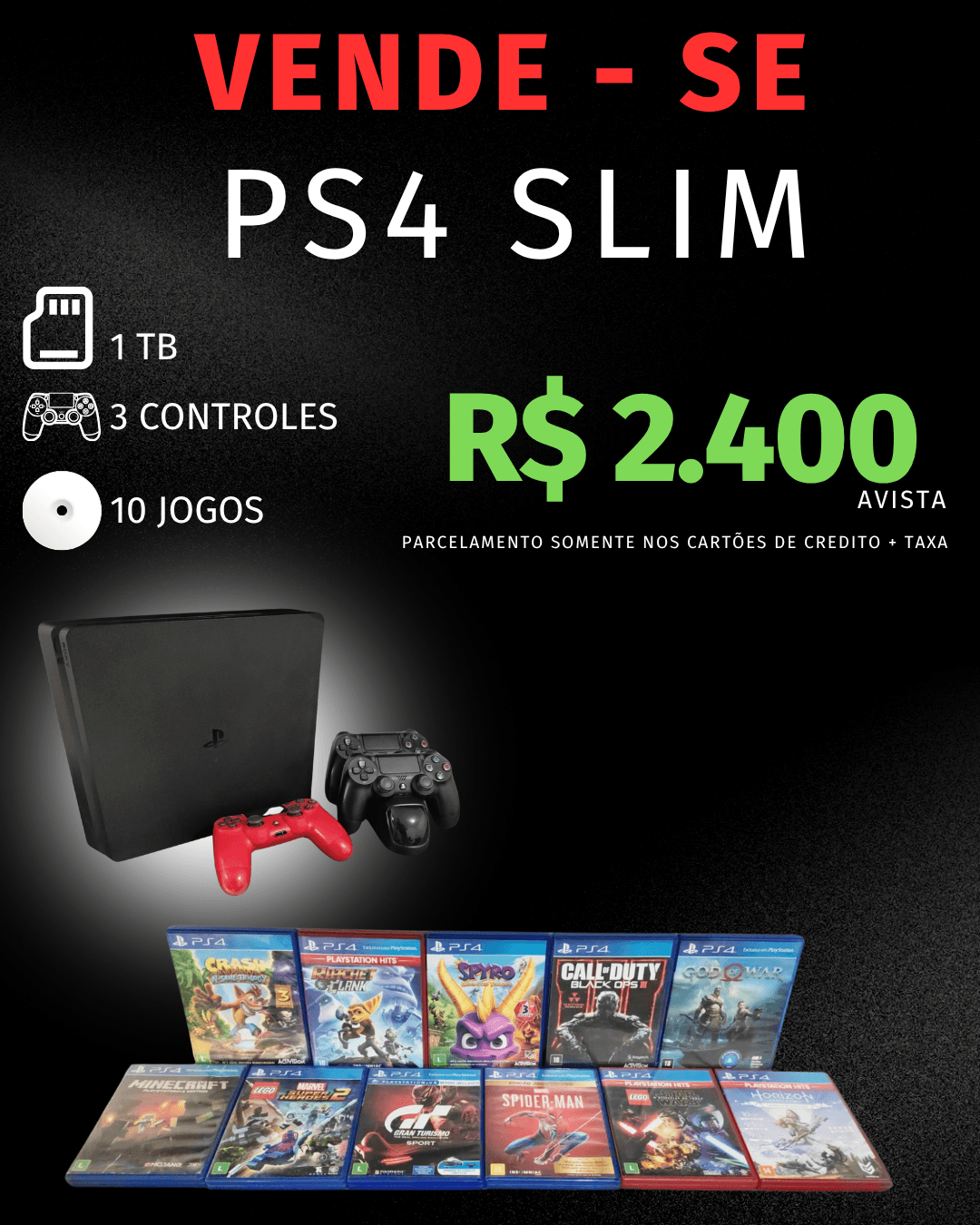 🎮 RIFA DO PS4 SLIM 1TB + 10 JOGOS 🎮