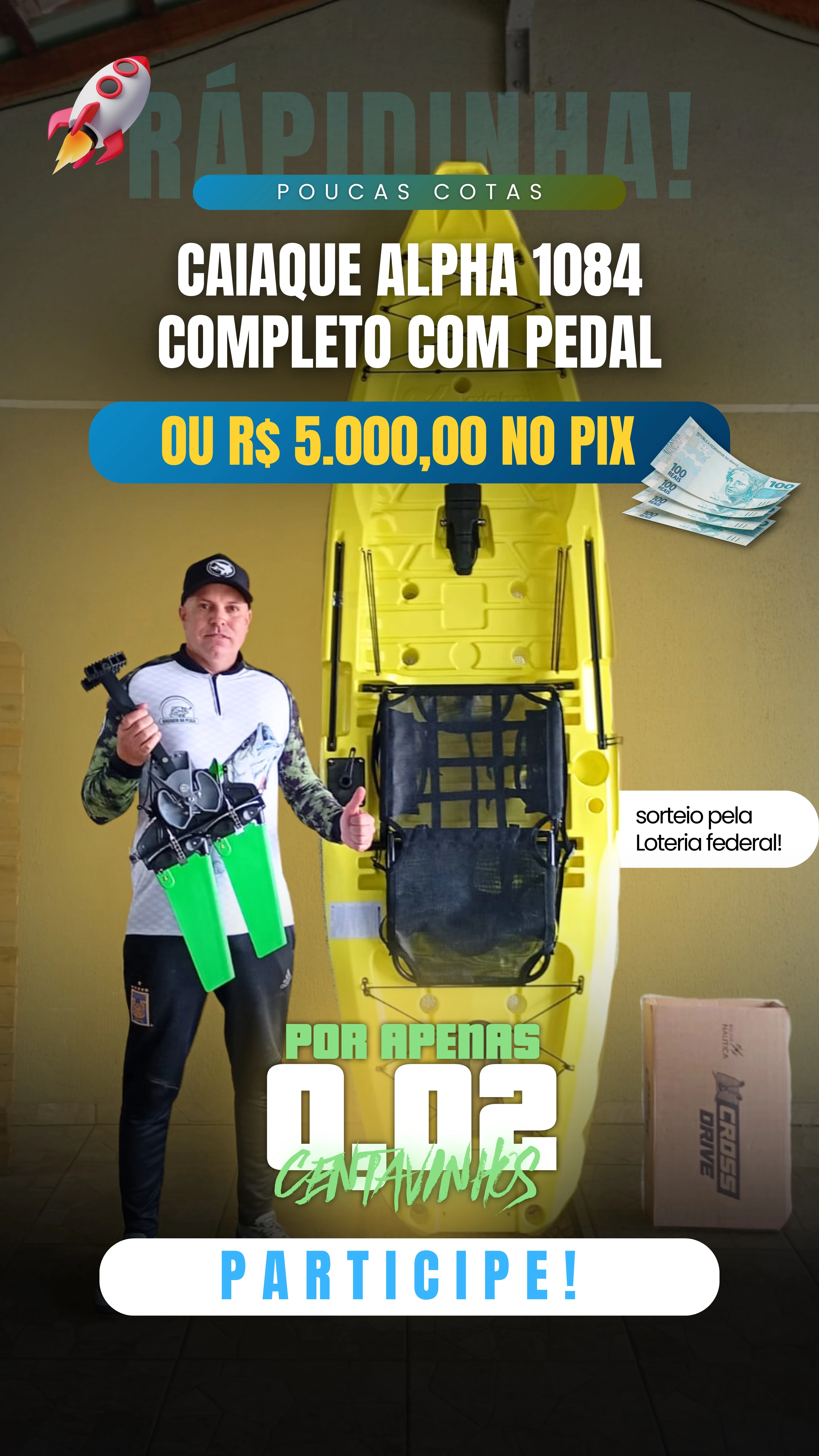 Caiaque Alpha completo com pedal ou $ 5,000.00 pix
